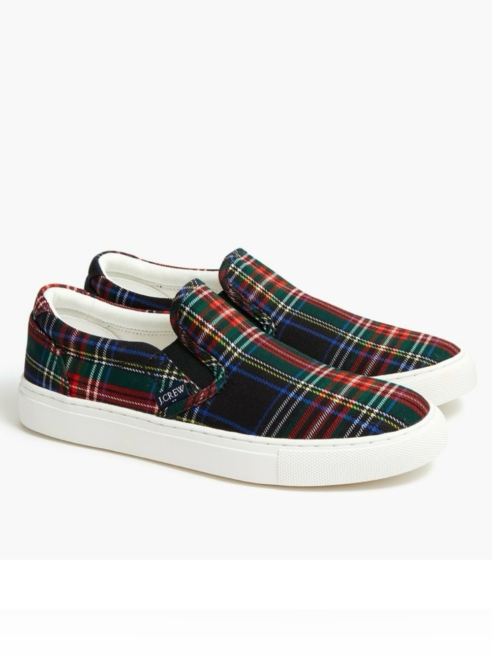 J.Crew Road Trip Stewart Tartan Plaid Canvas Slip On Sneakers Women’s 7 NWT